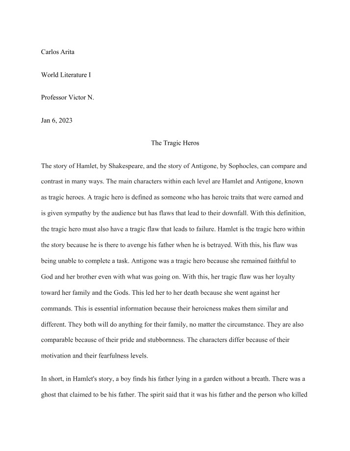 Hamlet and Antigone - A Comparison of Tragic Heroes
