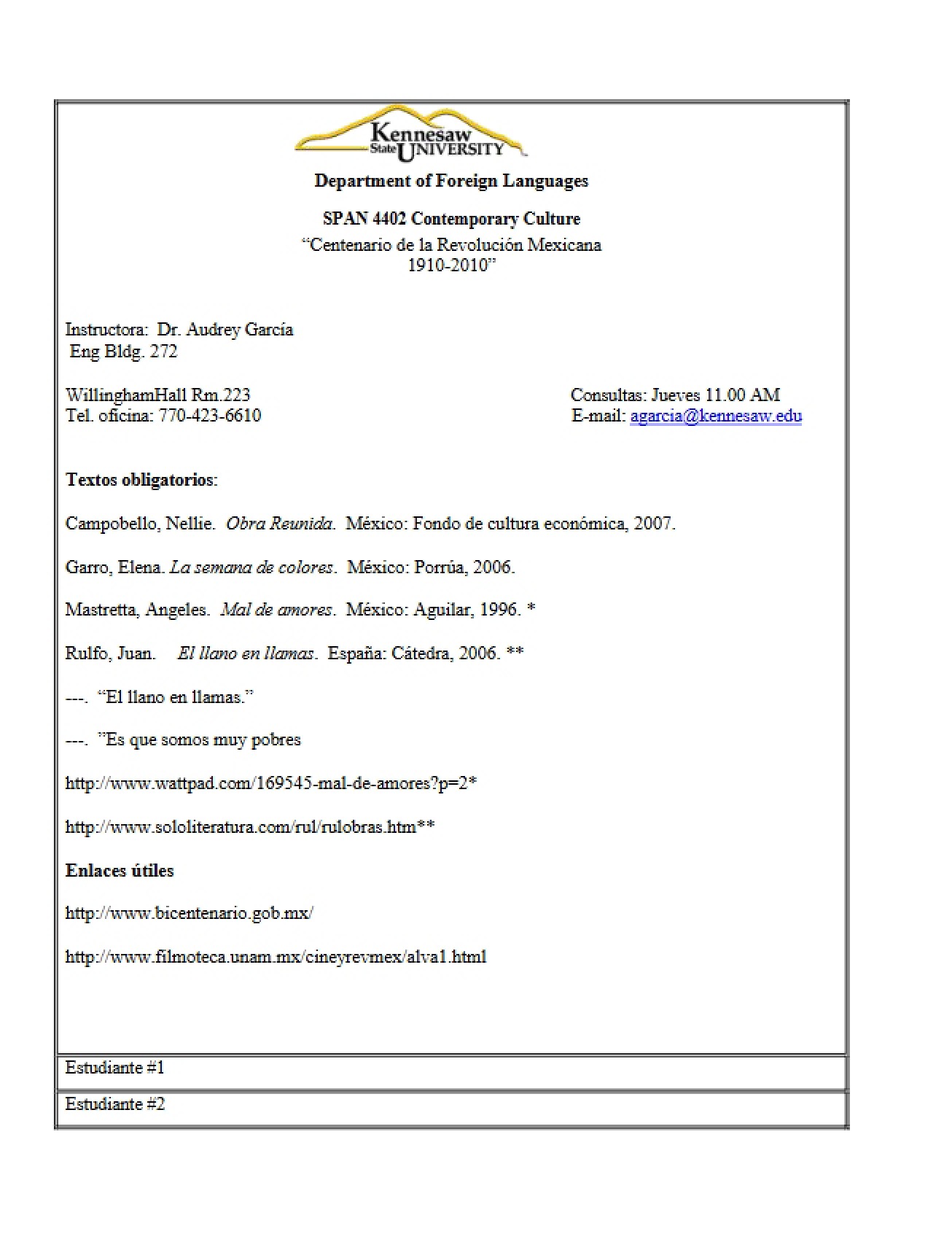 Course Outline for Contemporary Culture