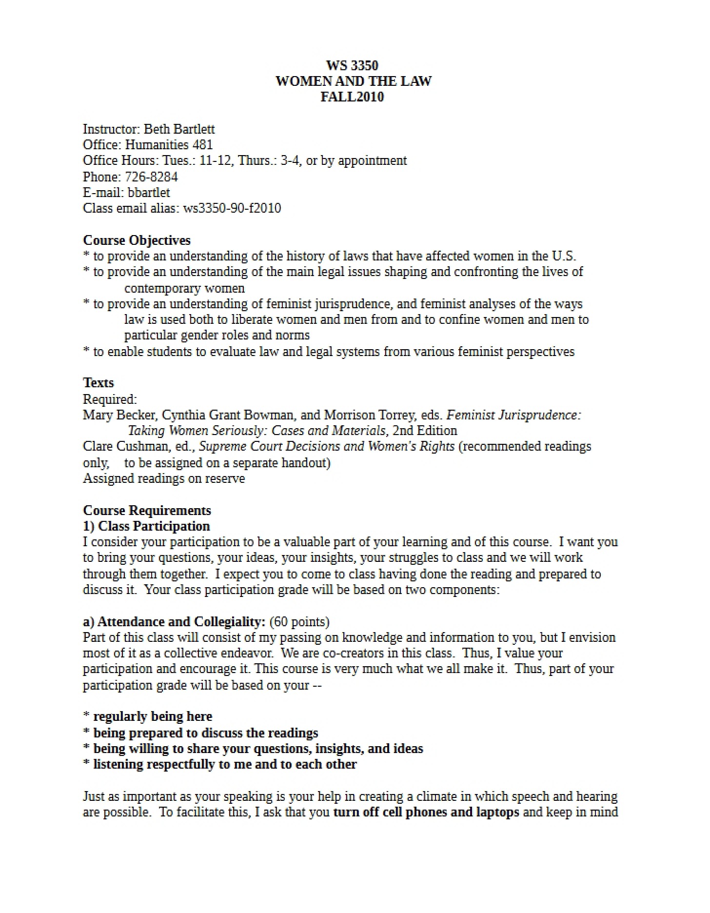 Syllabus WS 3350