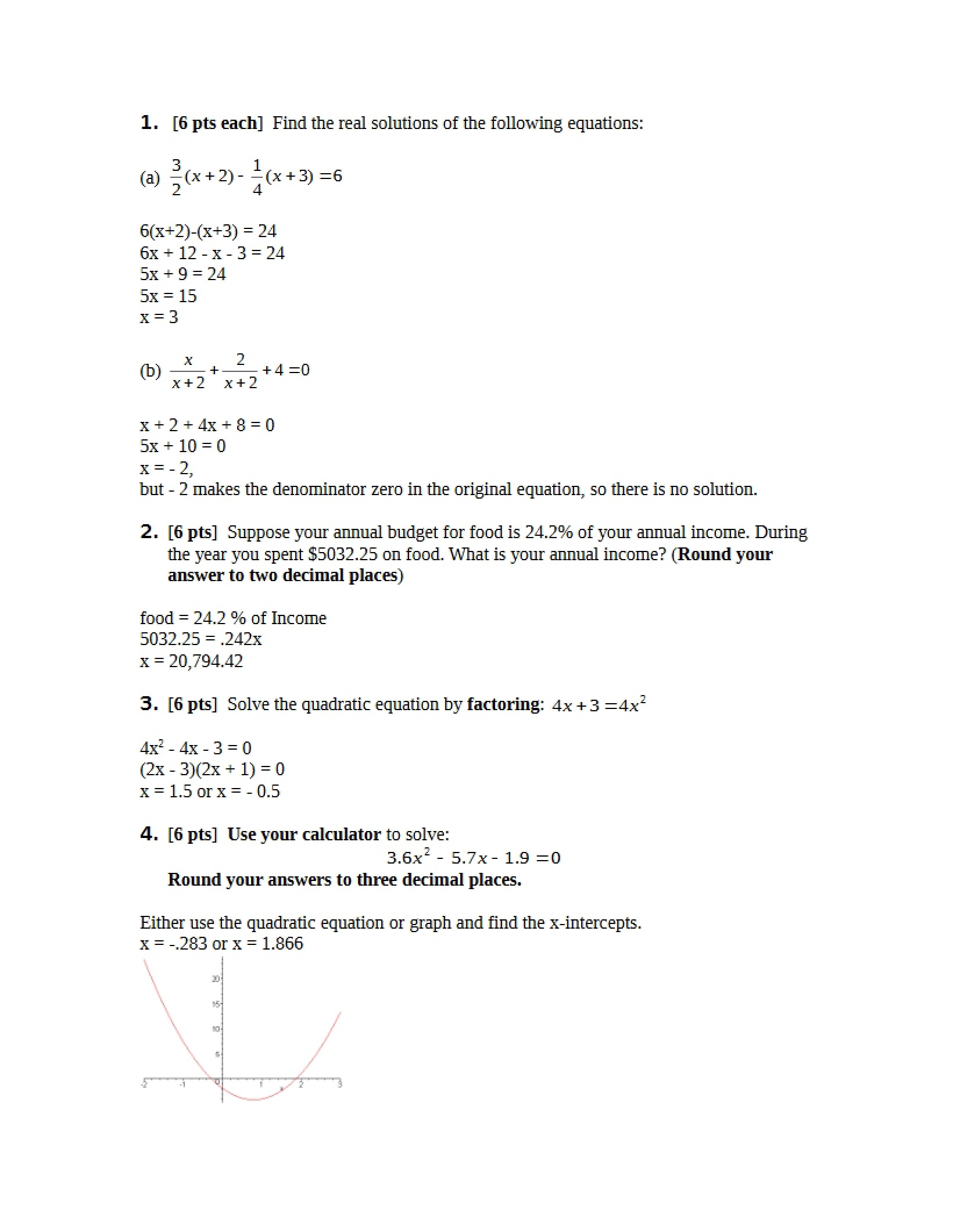College Algebra Exercise