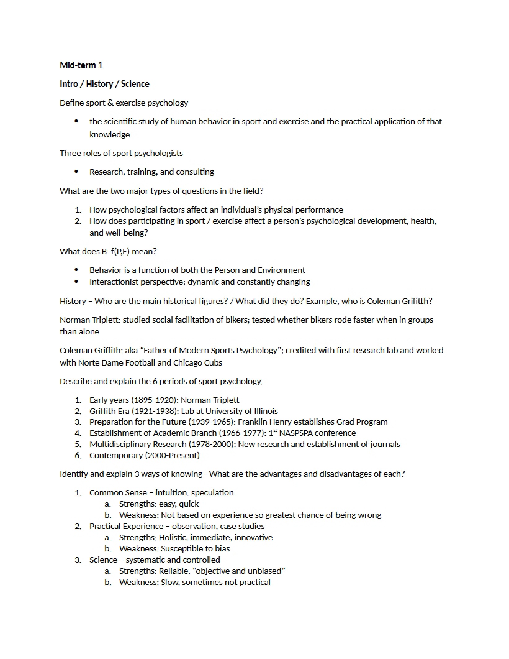 Study Guide for Final Exam (EXSS 181)
