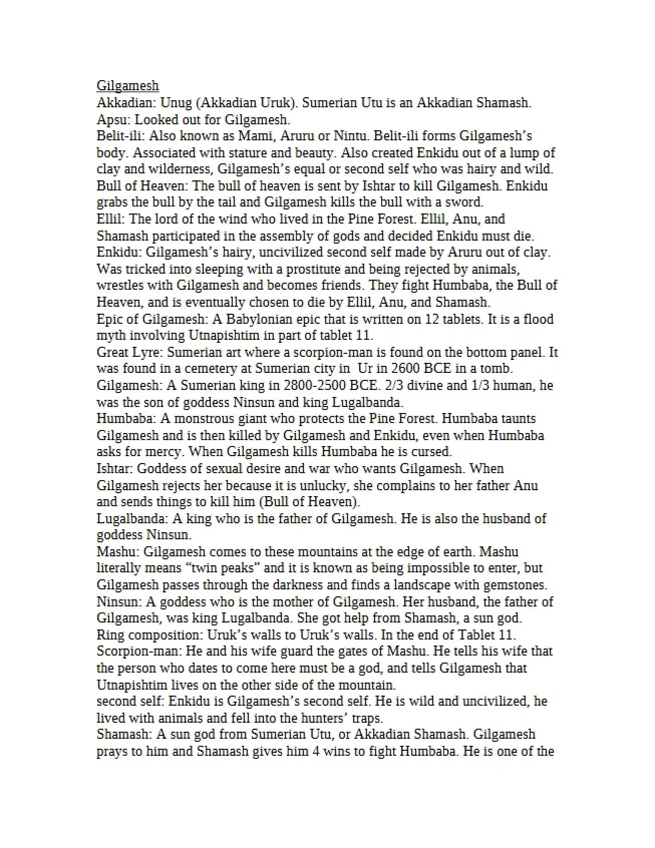 Tale of Gilgamesh Explored