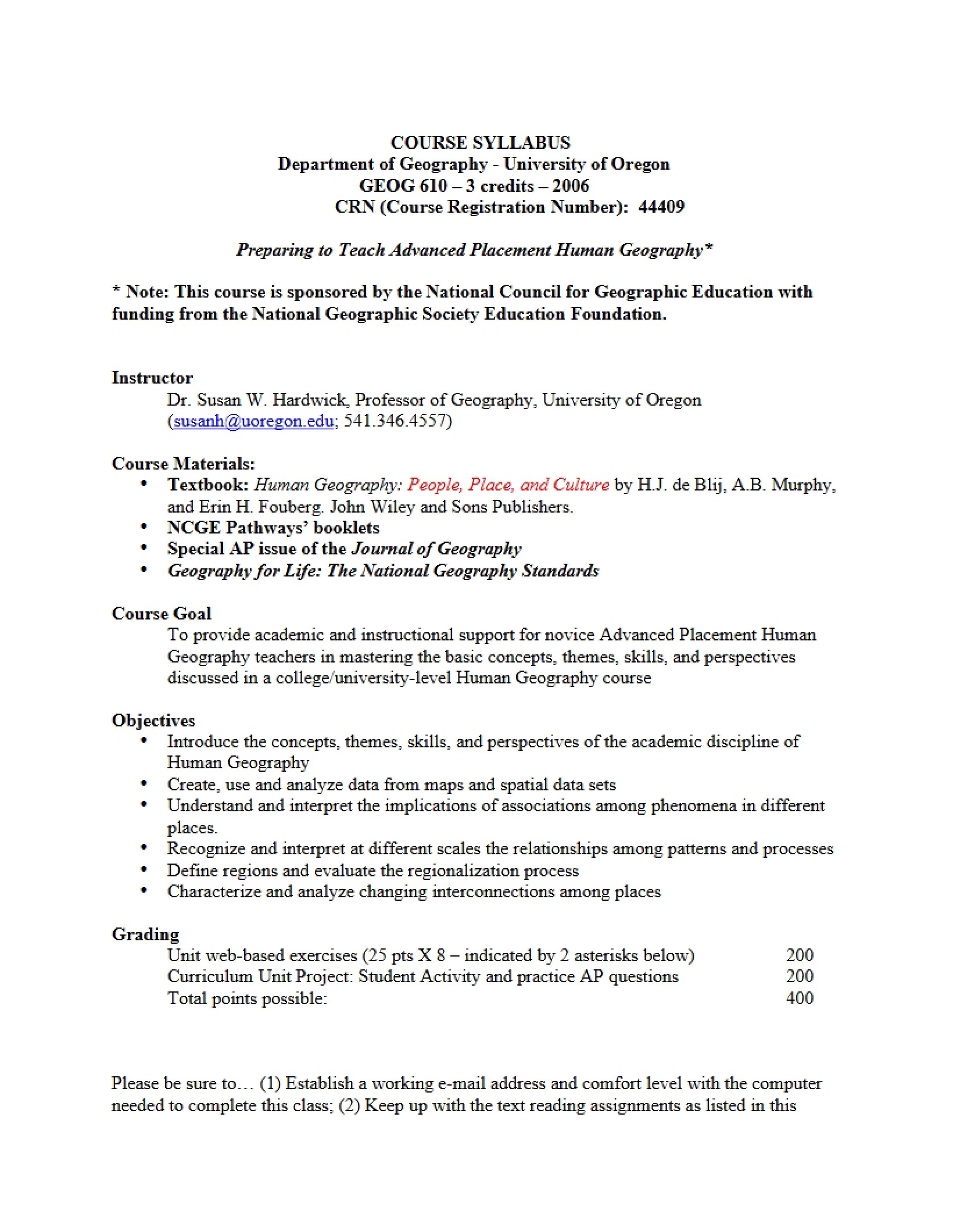 Prep Teach AP Geog Syllabus