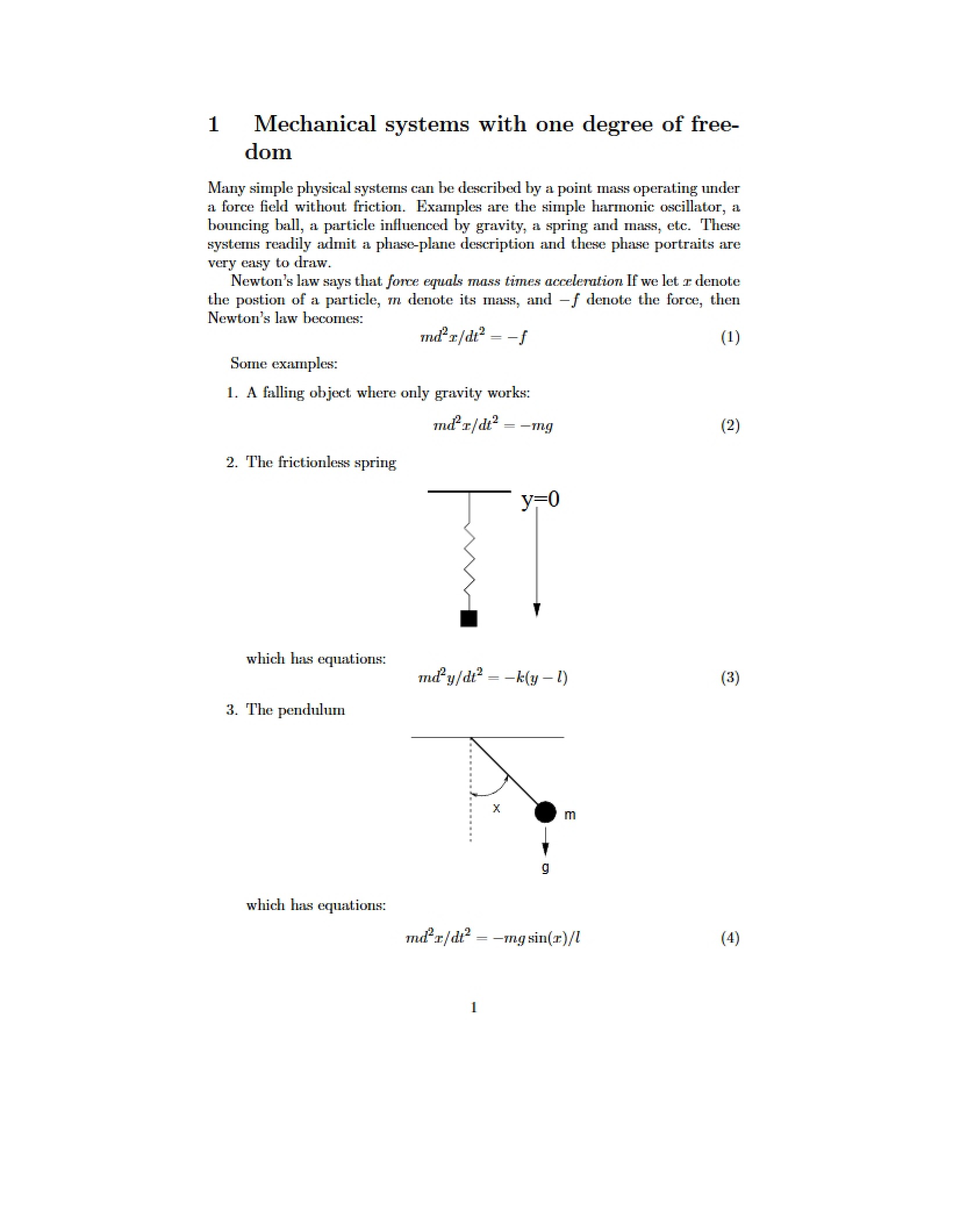 One Degree of Freedom Mechanical Systems