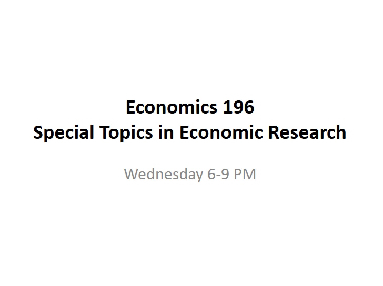 Research Topics in Economics