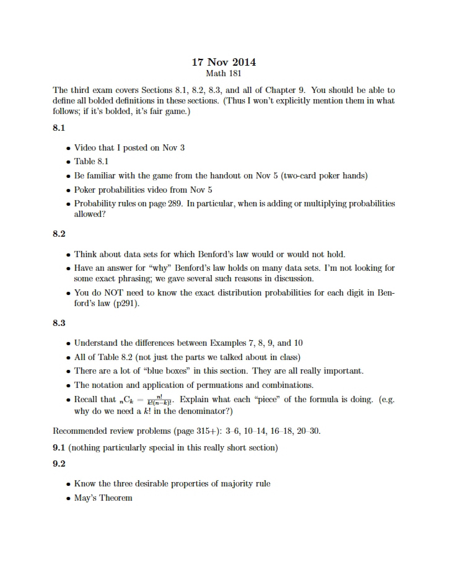 Class Handout 12