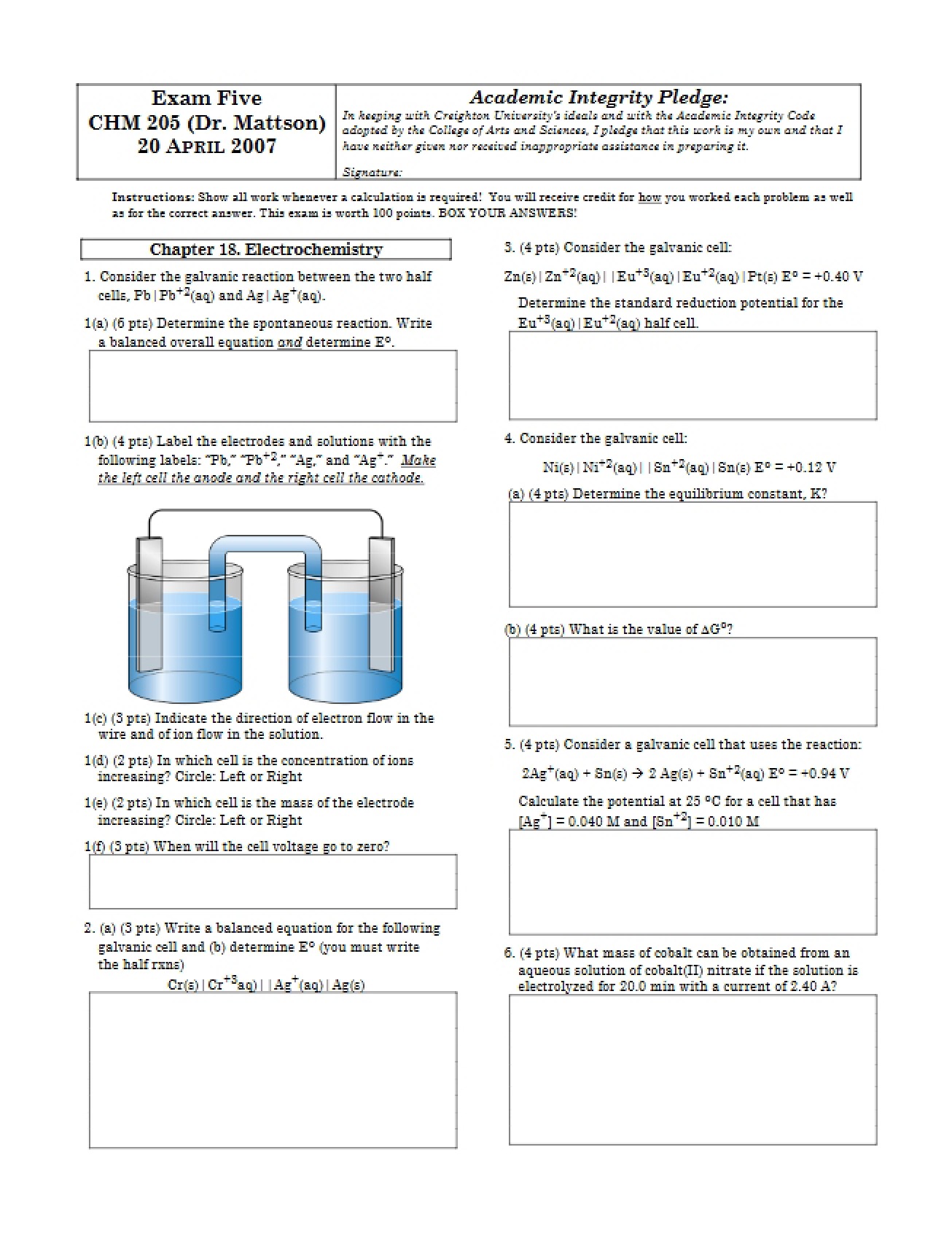 Fifth Assessment Gen Chem II