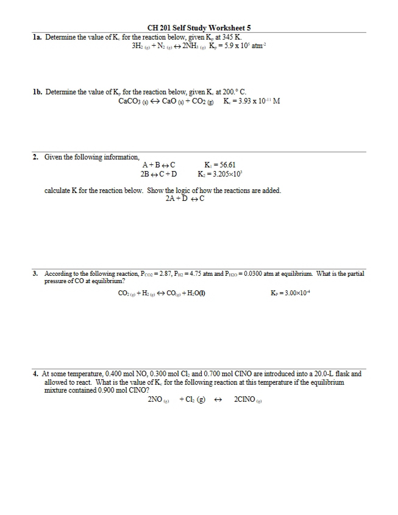 Chemistry Worksheet 5