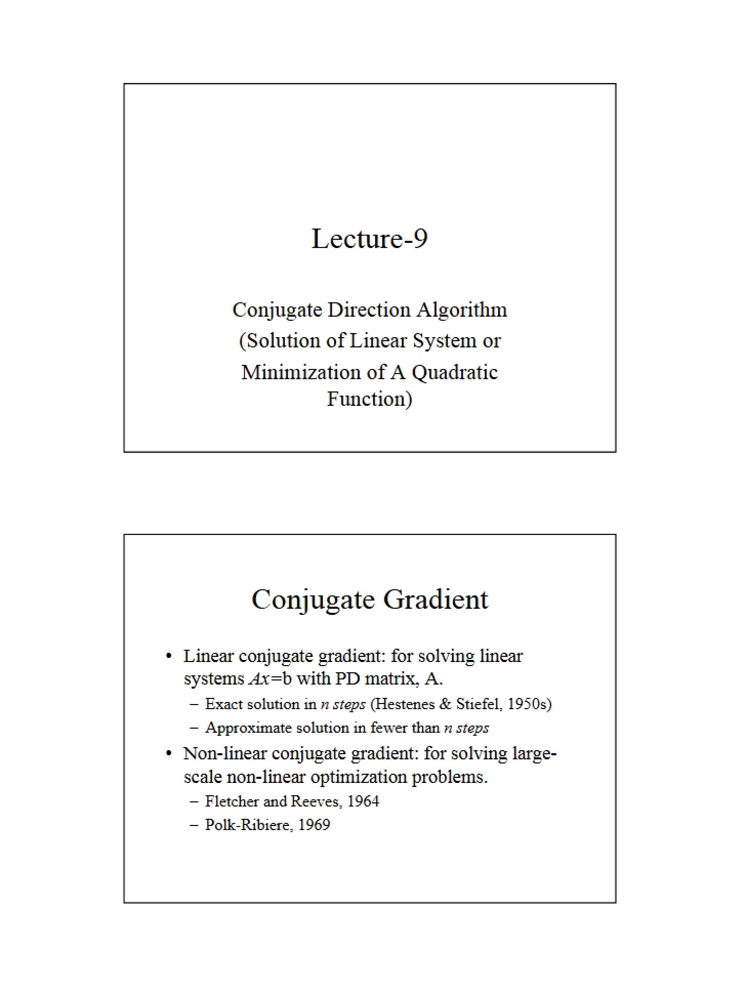 Algorithm of Conjugate Direction