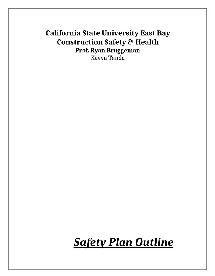 Outline for Safety Plan