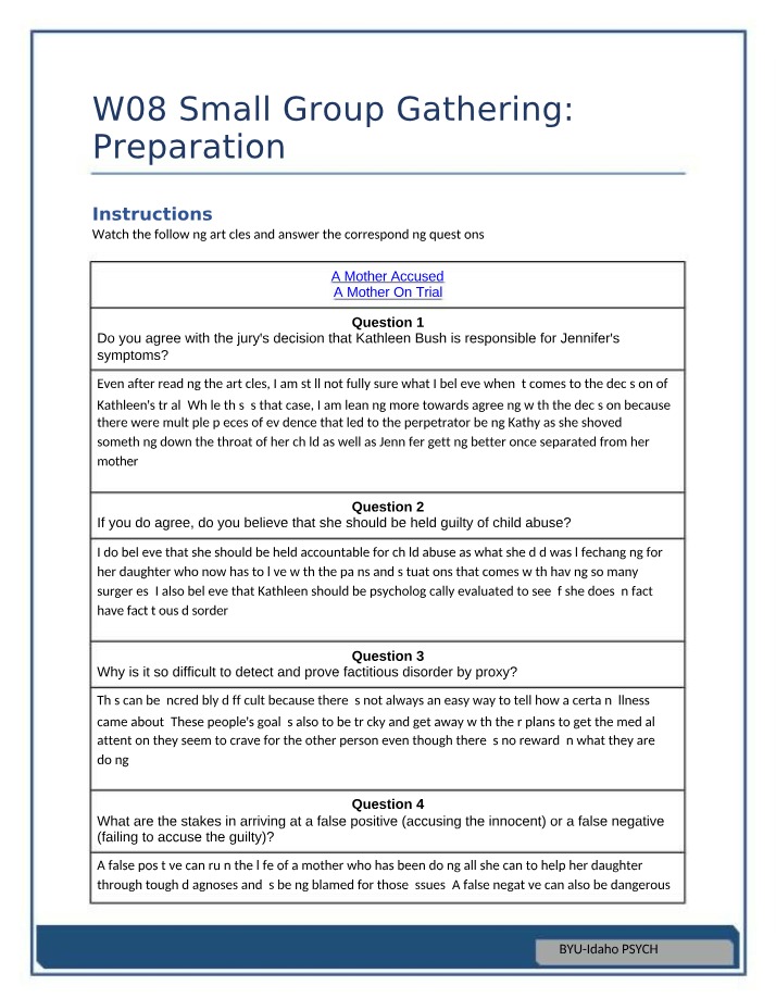 Week 8 Small Group Preparation