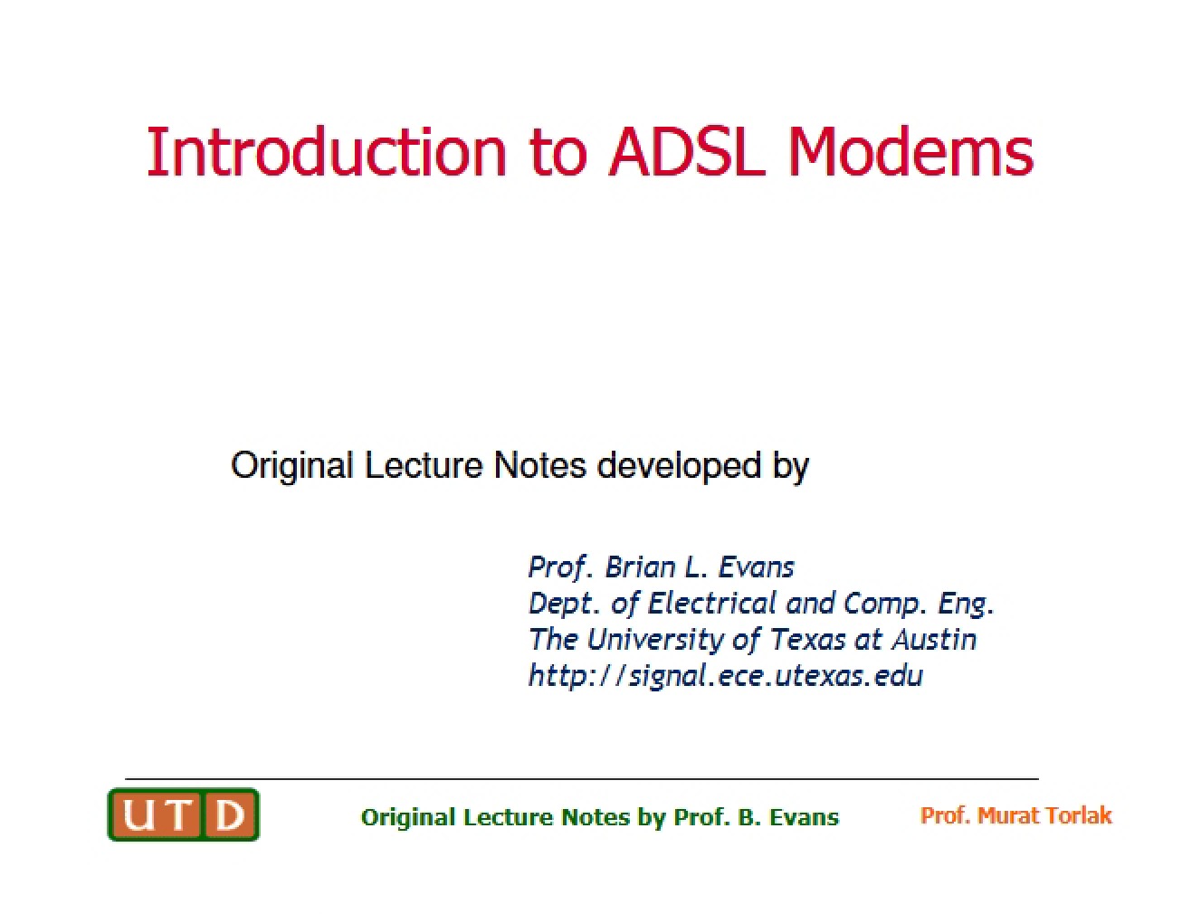 Basics of ADSL Modems