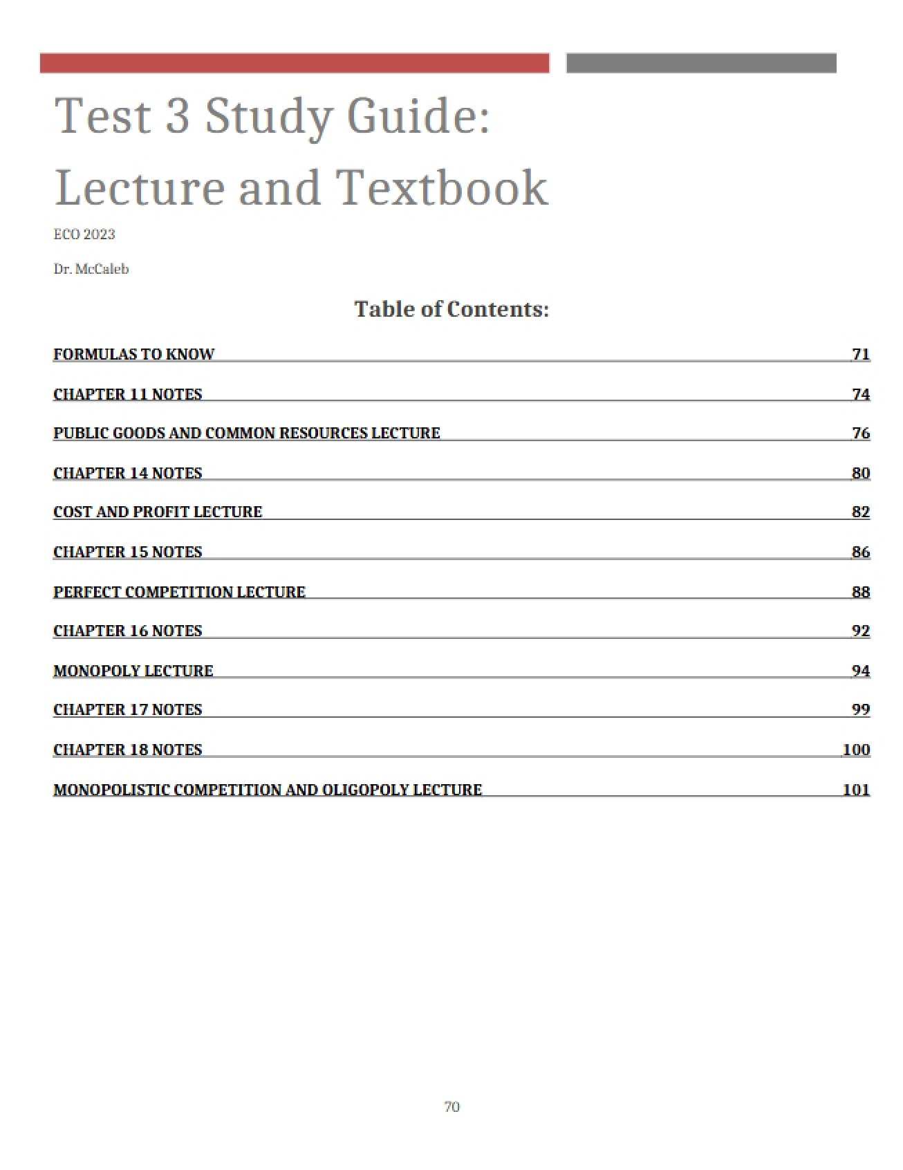 Collection of Study Guides for Microeconomics