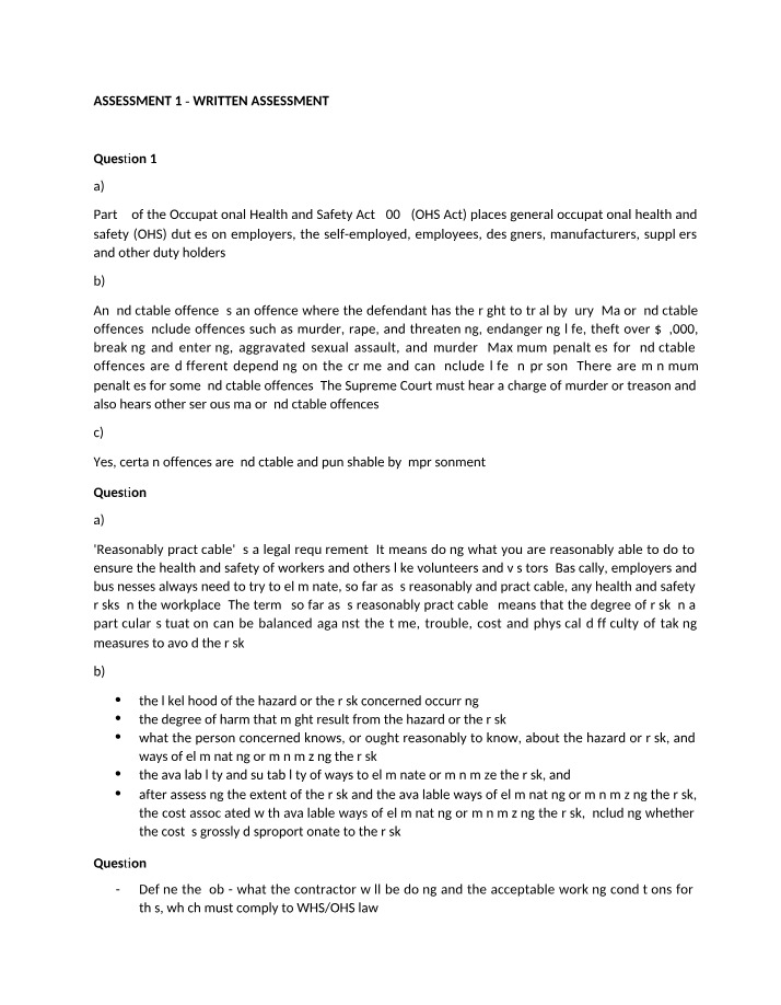 Overview of the Occupational Health and Safety Act
