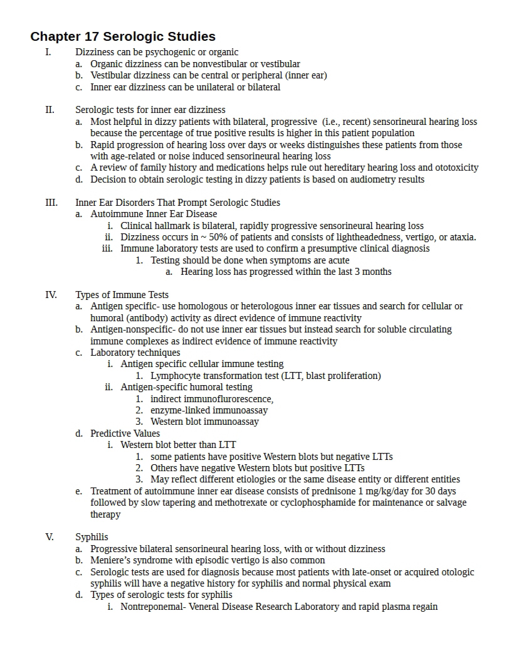 Serologic Studies (Chapter 17)