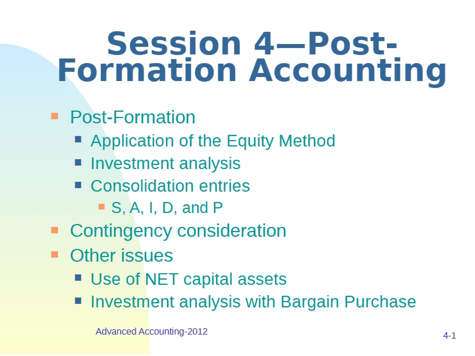Accounting Post-Formation