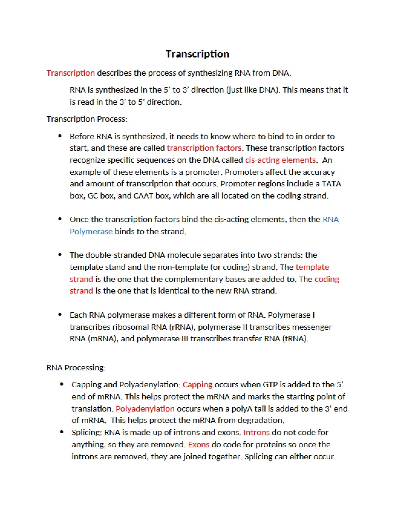 Process of Transcription