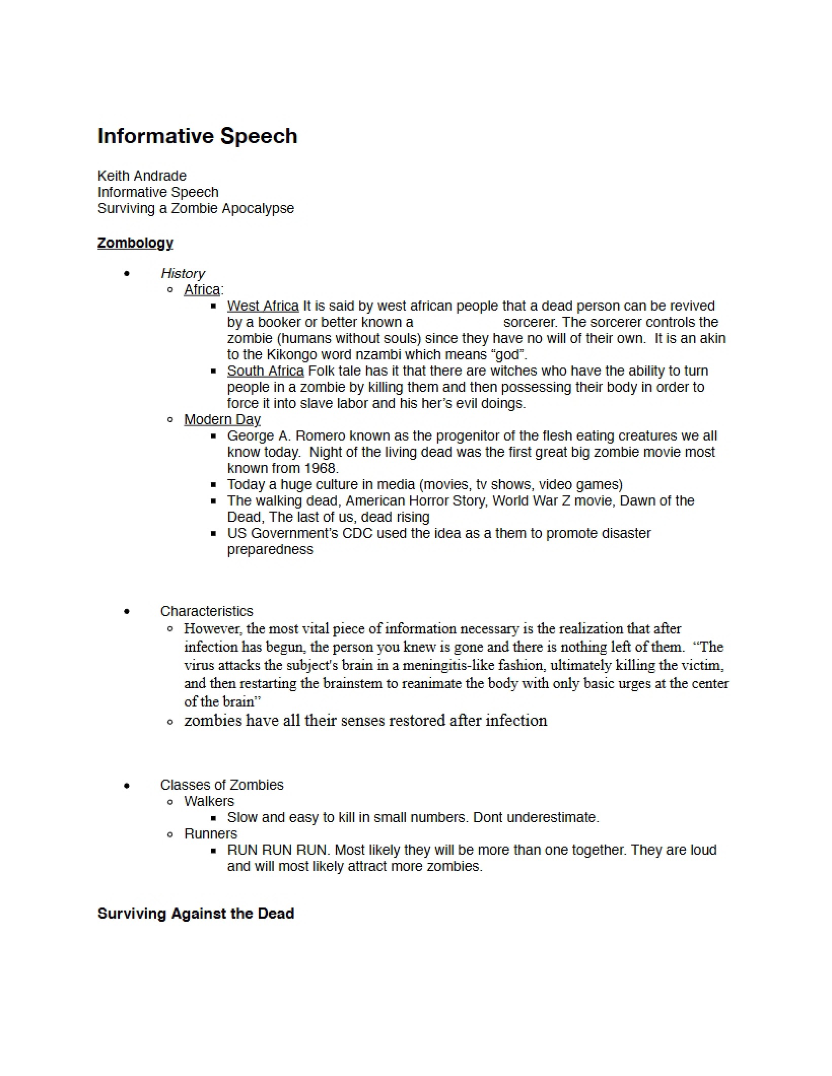 Assignment Informative Speech