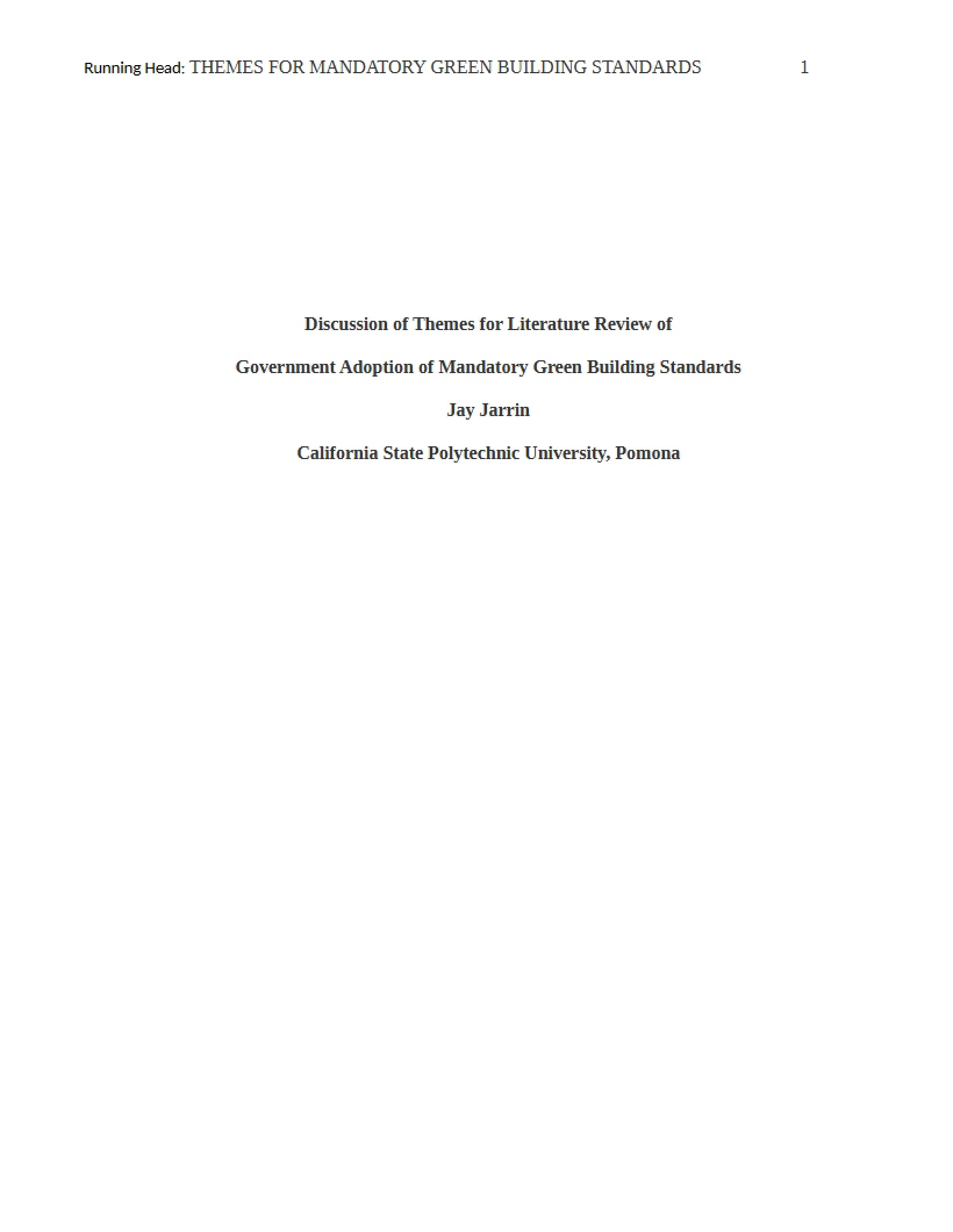 Green Building Standards Mandatory Themes