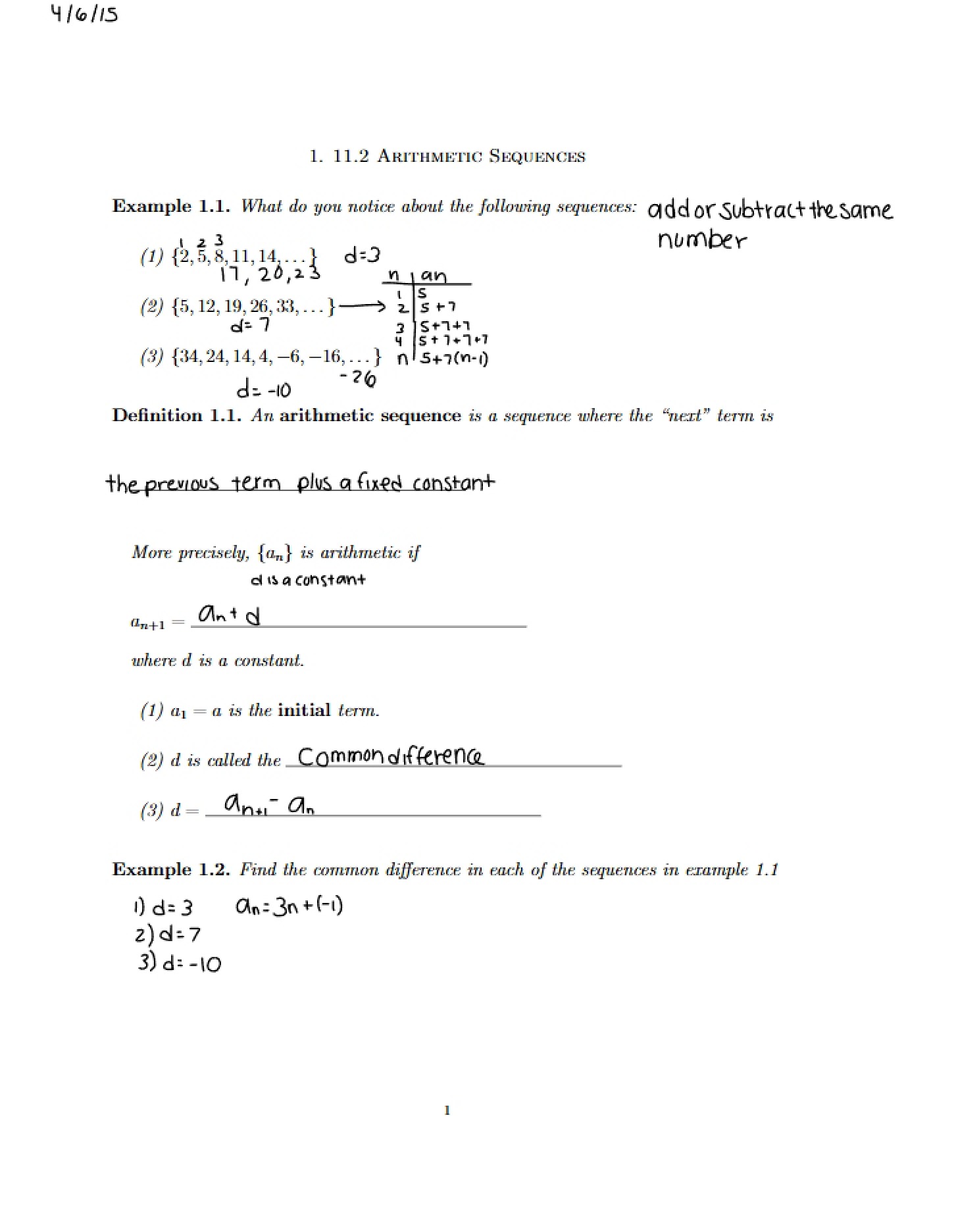 Sequences Arithmetic