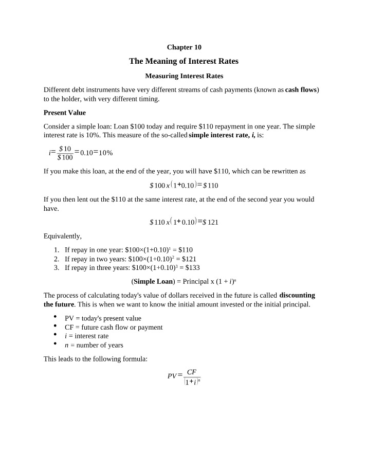 Interest Rates and Debt Instruments