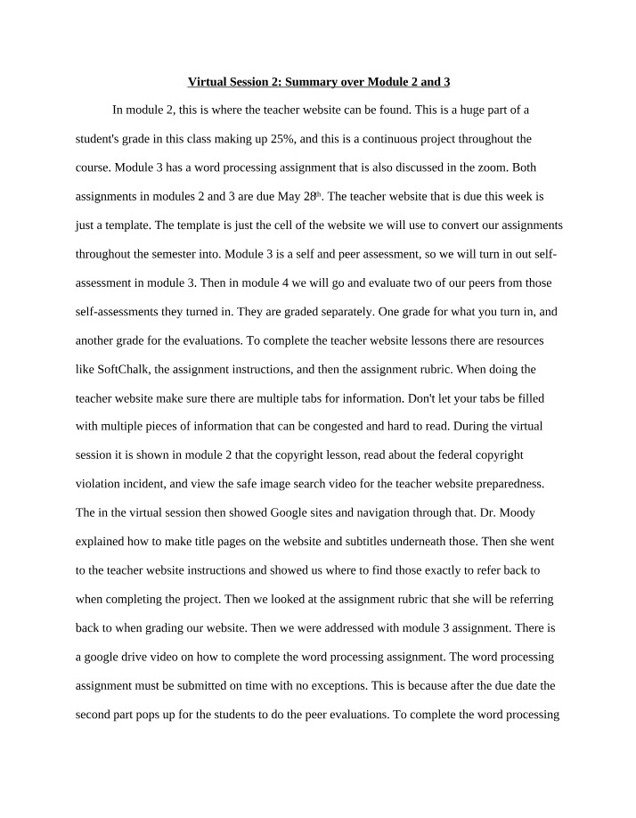 Word Processing and Teacher Website - Virtual Session 2