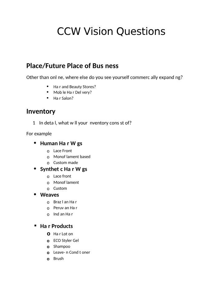 CCW Vision - Discussion Questions