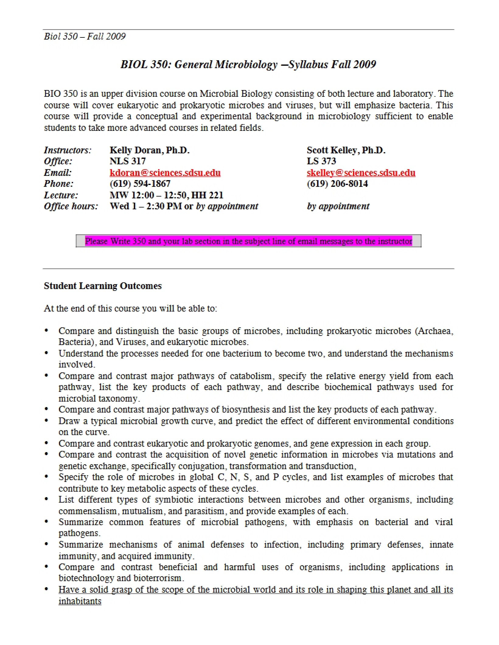 Syllabus General Microbiology
