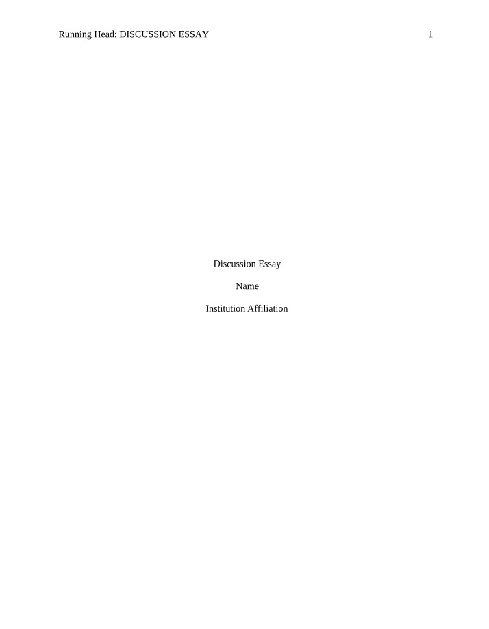 Essay for Discussion