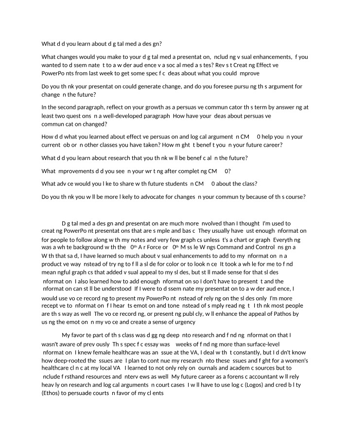 CM 220 Course Reflection