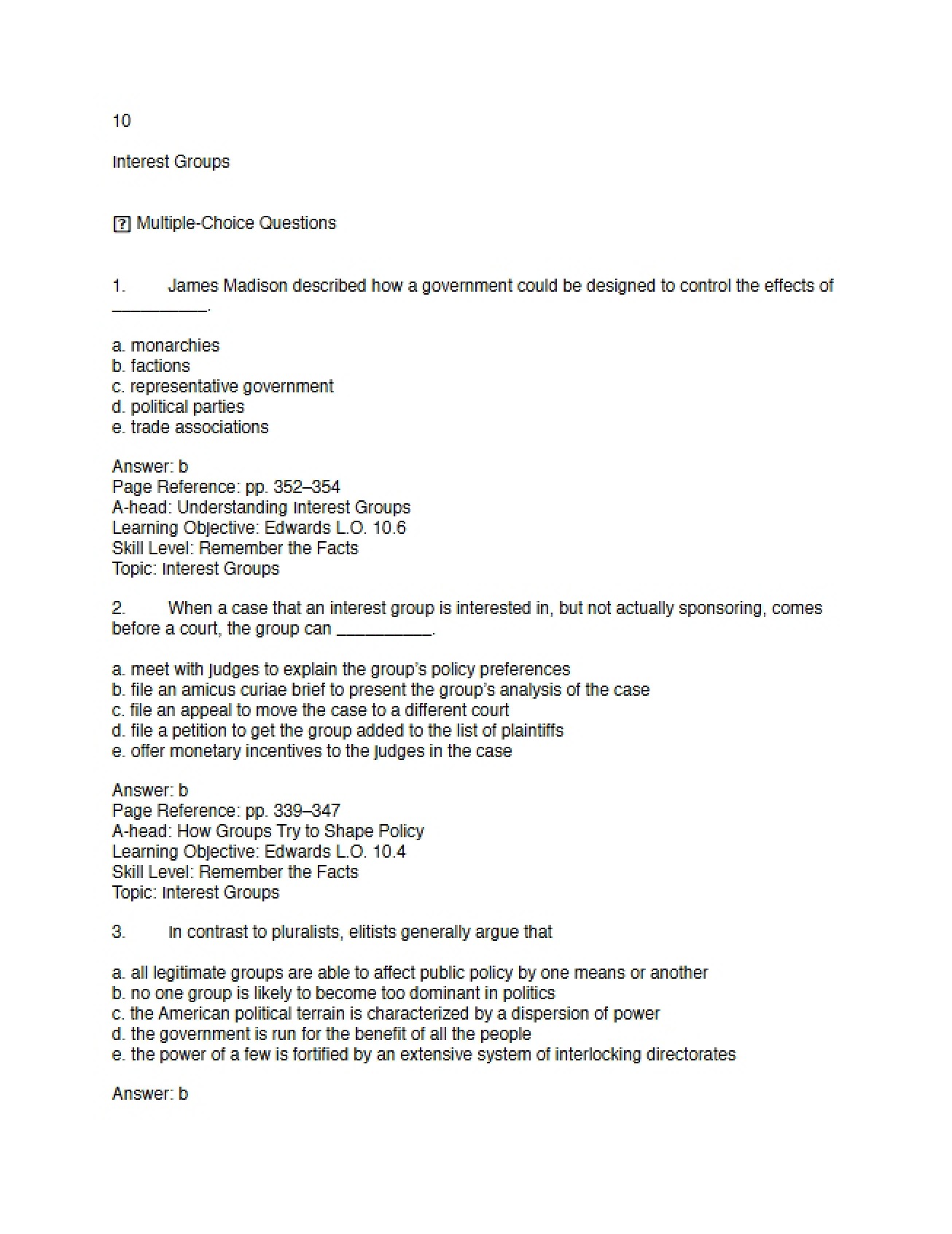 Groups of Interest