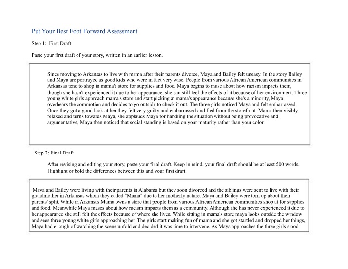 Assessment - Put Your Best Foot Forward