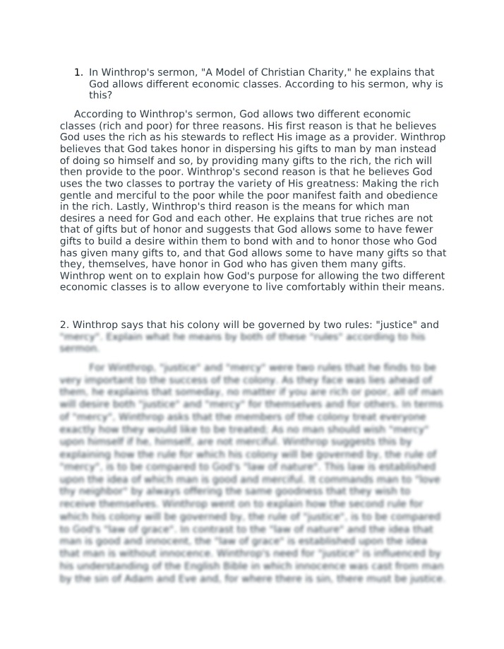 Reflection on God's Purpose for Economic Classes