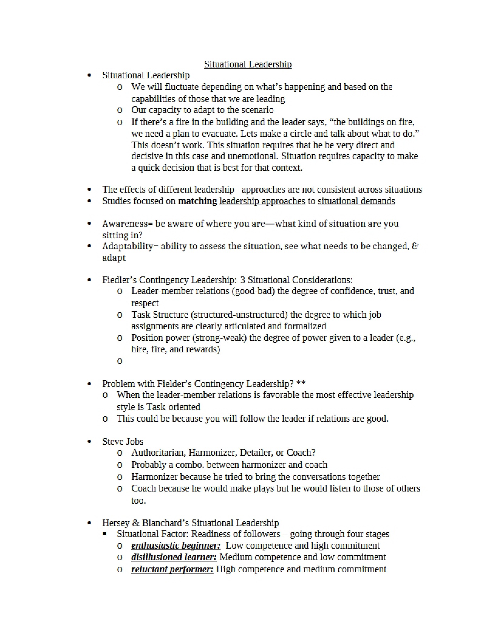 Leadership Situational
