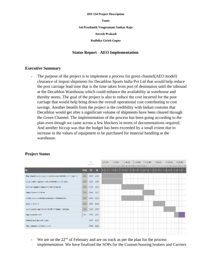 Final Status Report - IDS 534