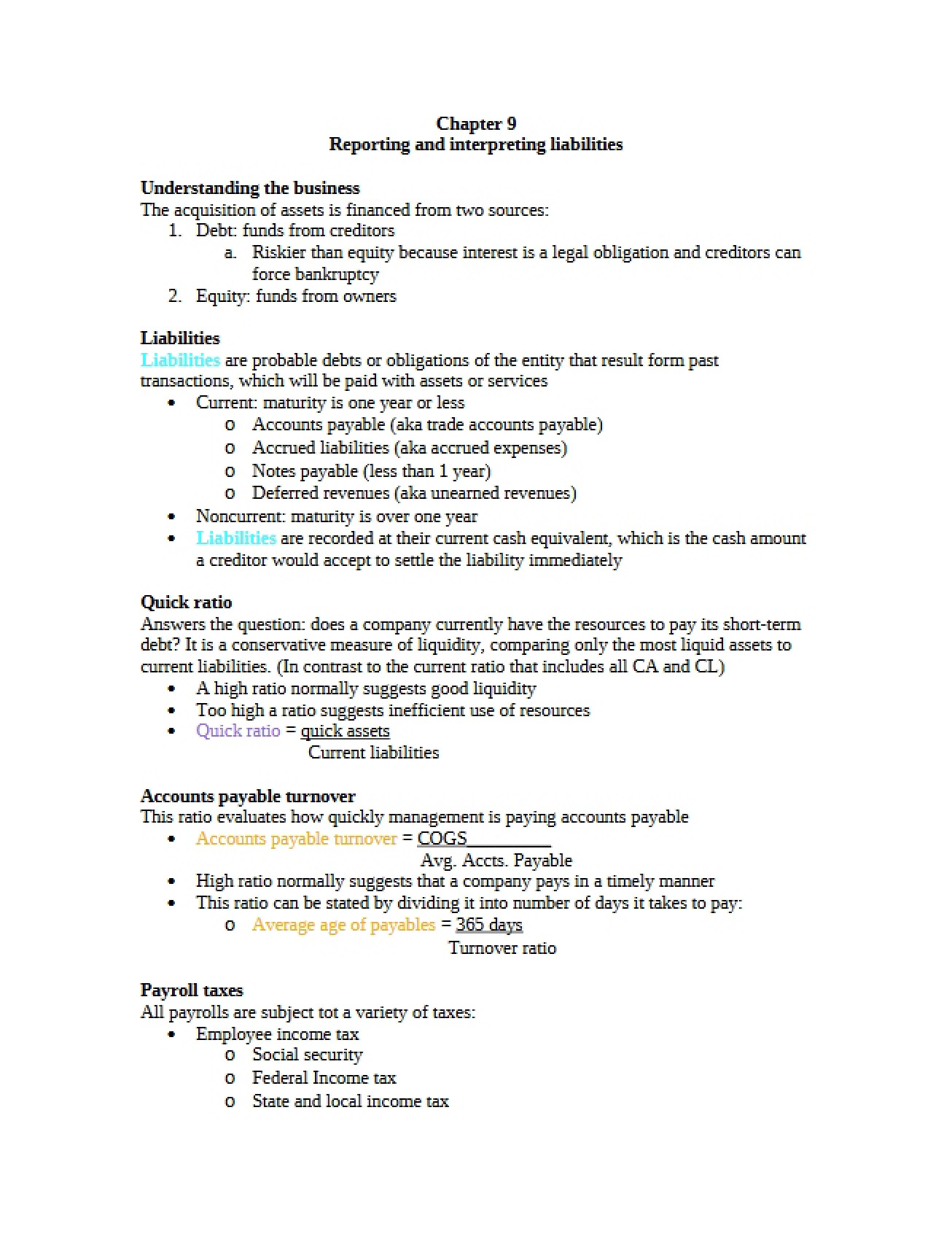 Liabilities Interpretation and Reporting