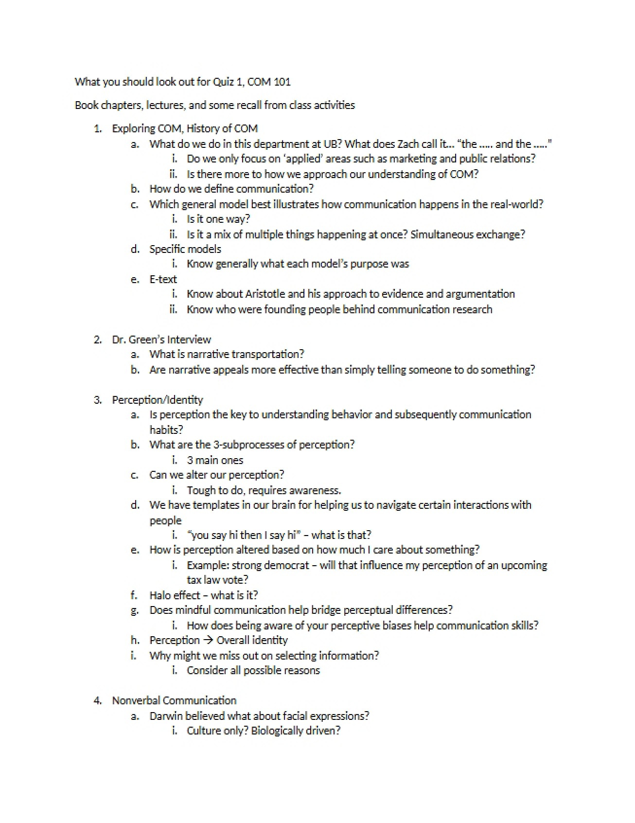 First Communication Exam