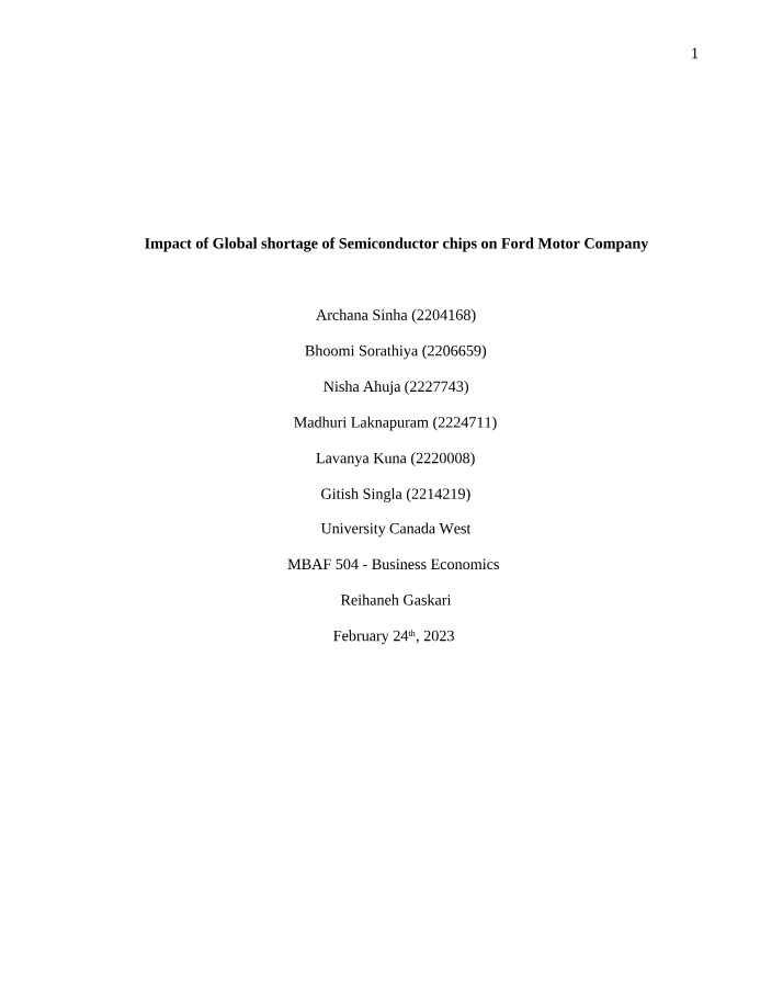 Impact of Semiconductor Chip Shortages on Ford Motor
