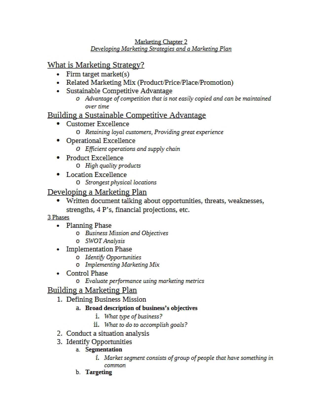 Developing a Marketing Plan and Strategies