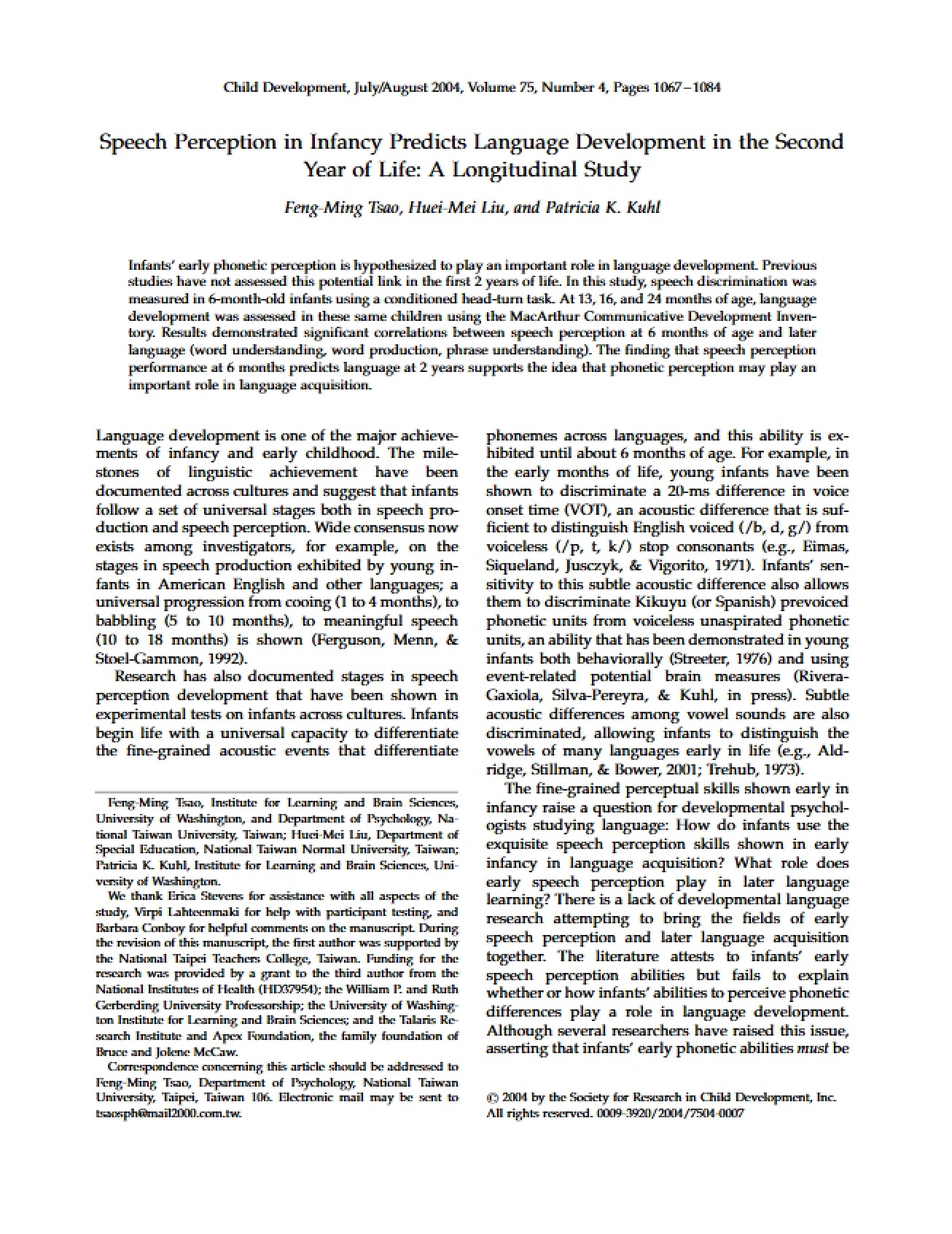 How Infant Speech Perception Predicts Future Language Development