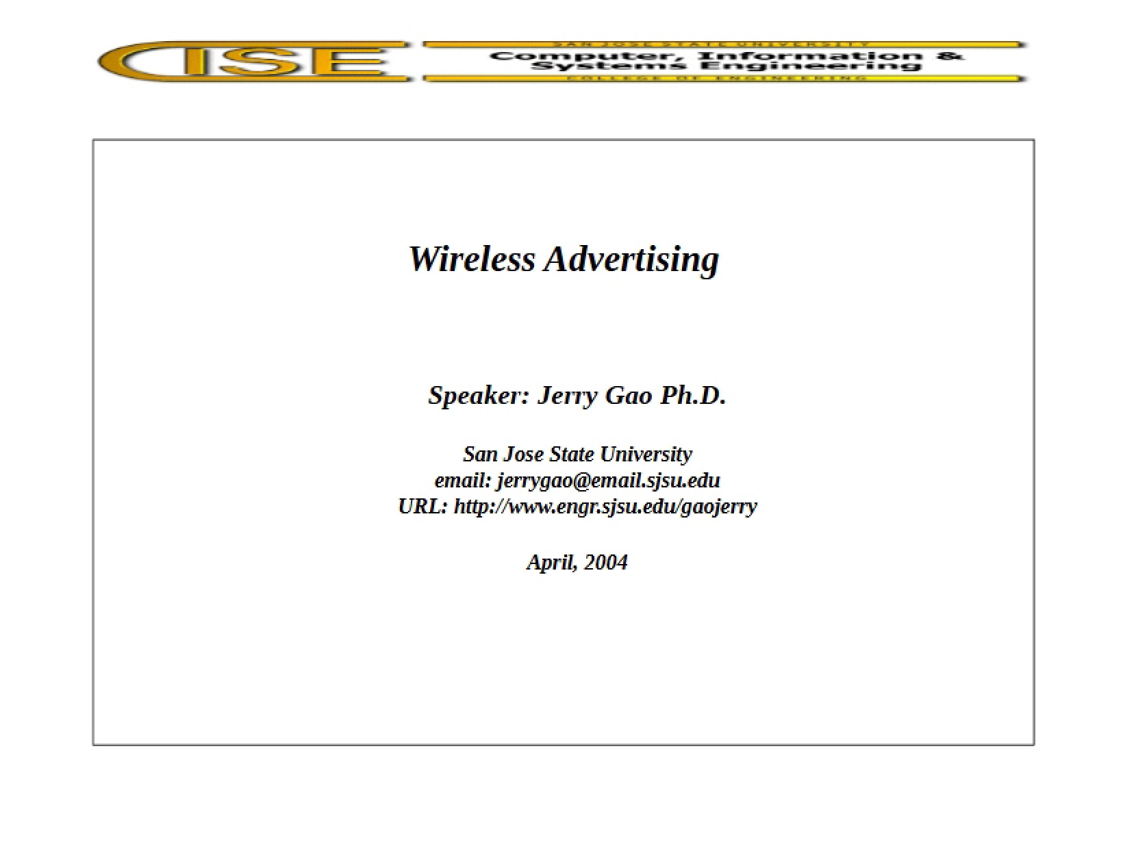 Advertising in Wireless Networks