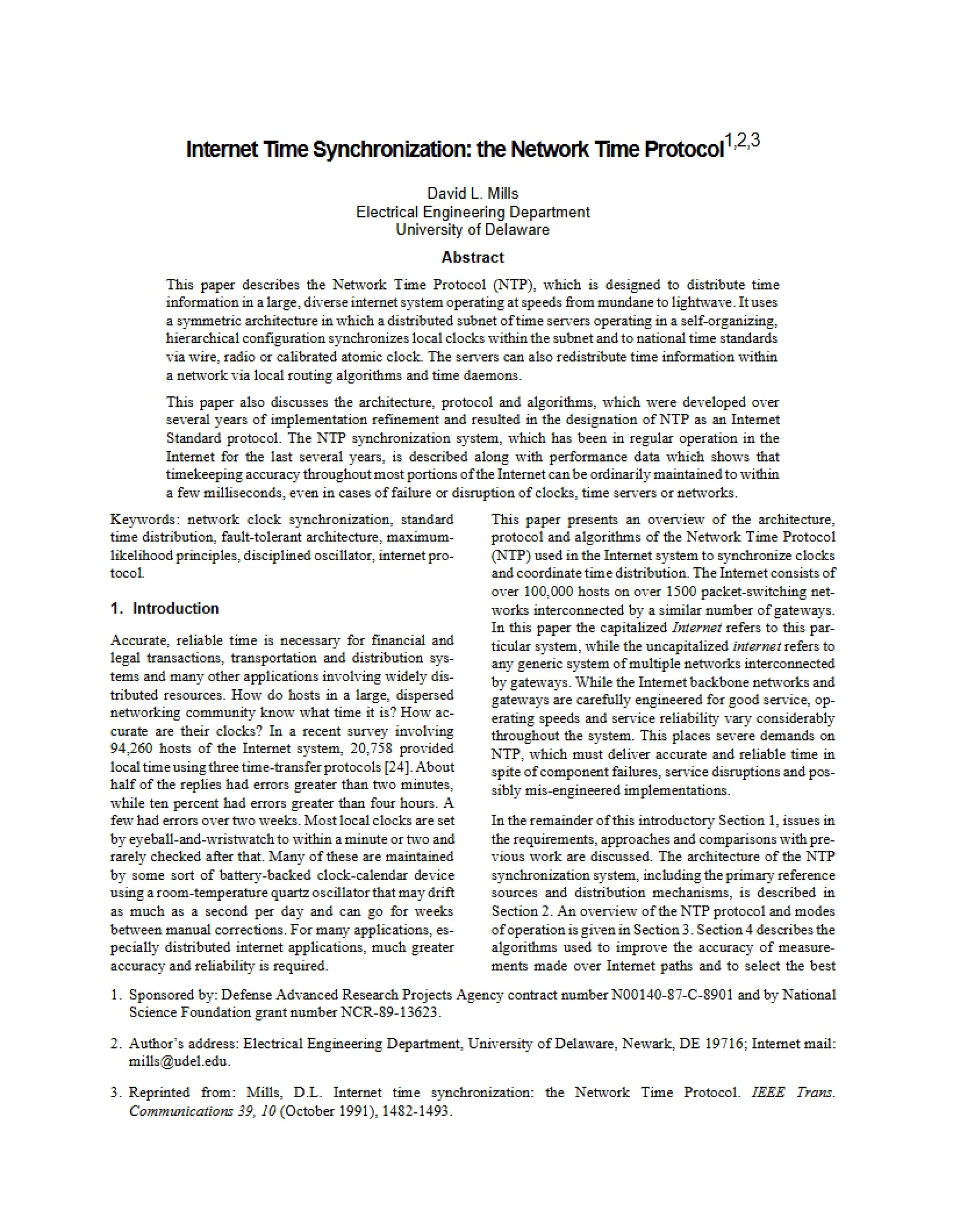 Synchronization of Internet Time