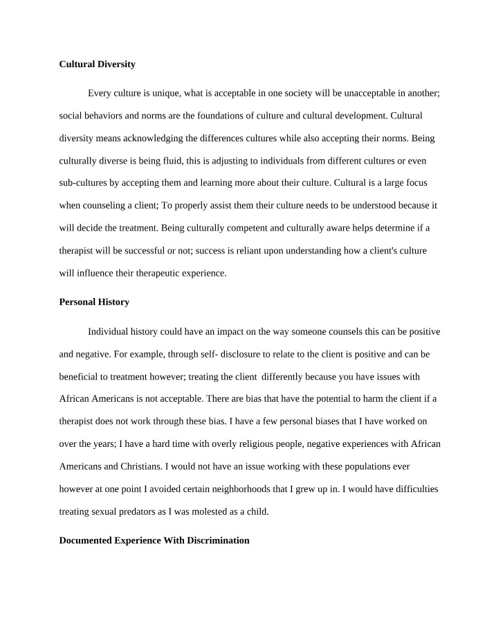 Final Paper - Cultural Diversity