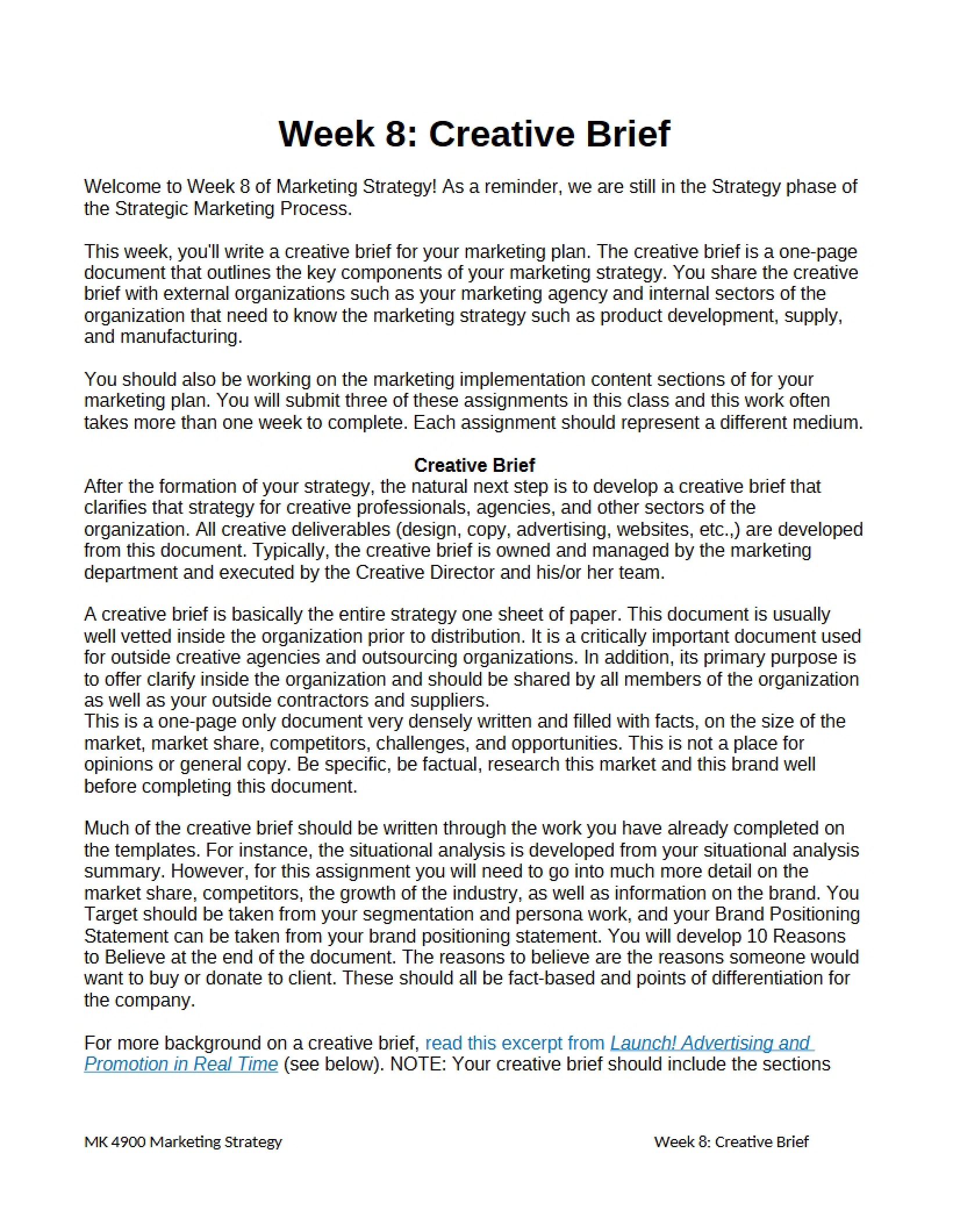 Creative Brief (Week 8)