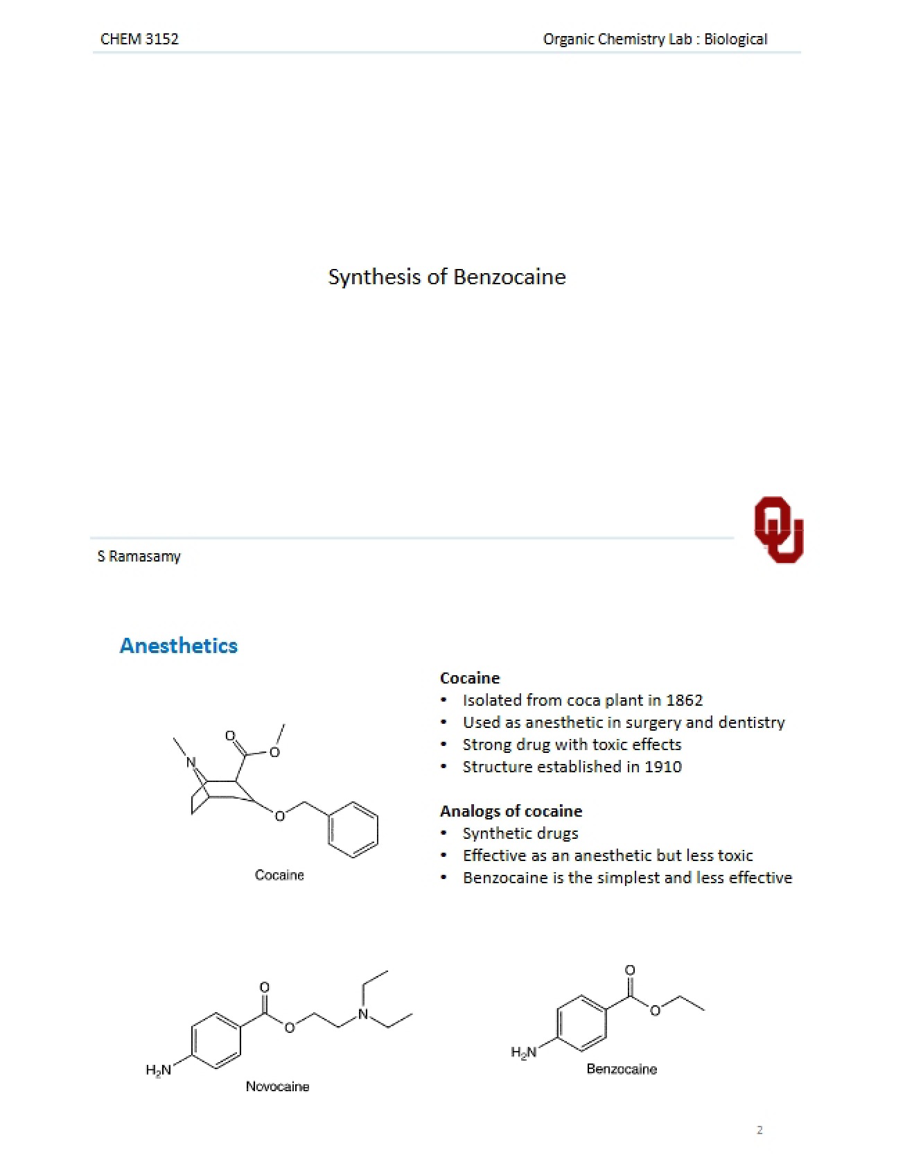 Benzocaine Synthesis Lecture 14