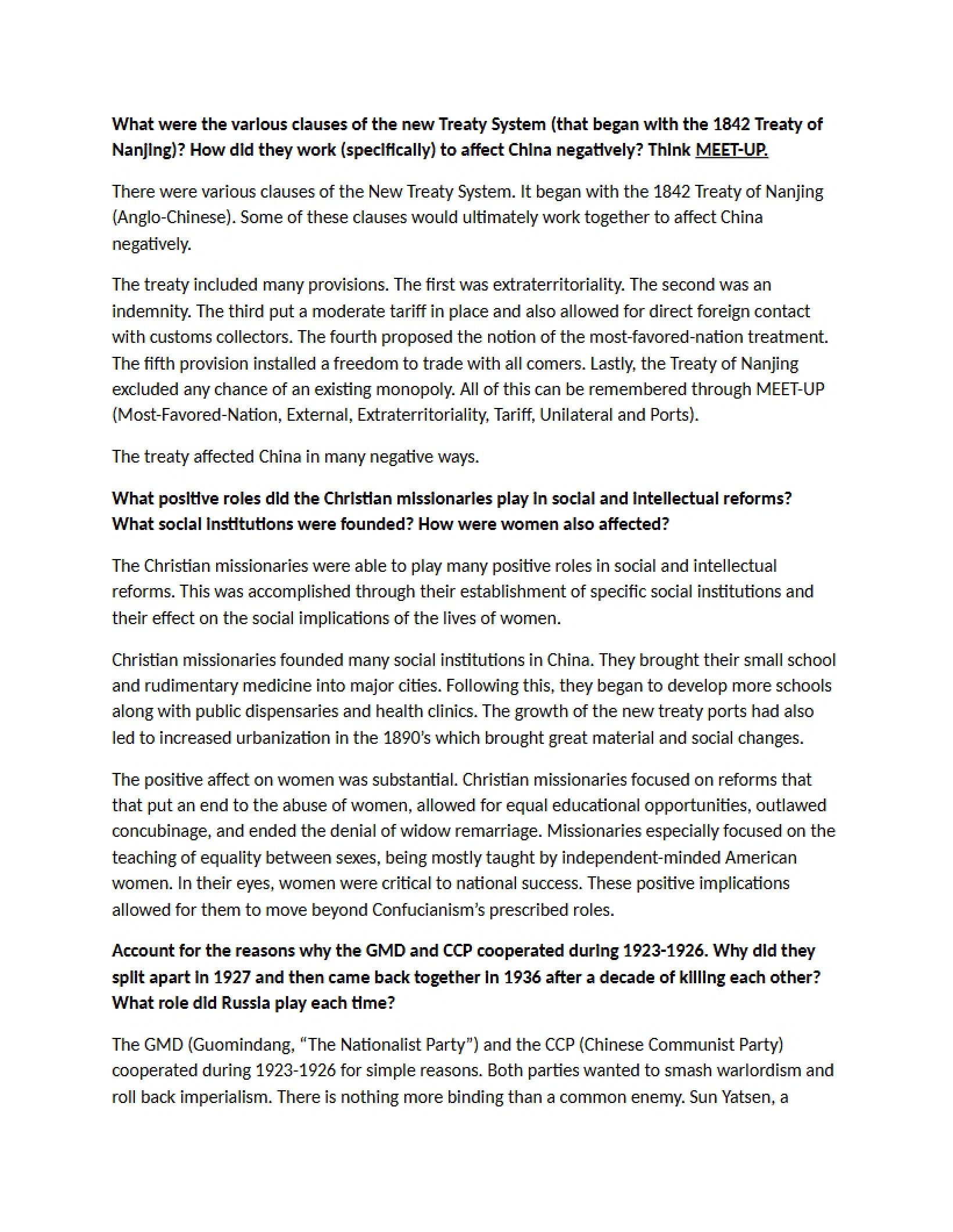 Examination on Asian History
