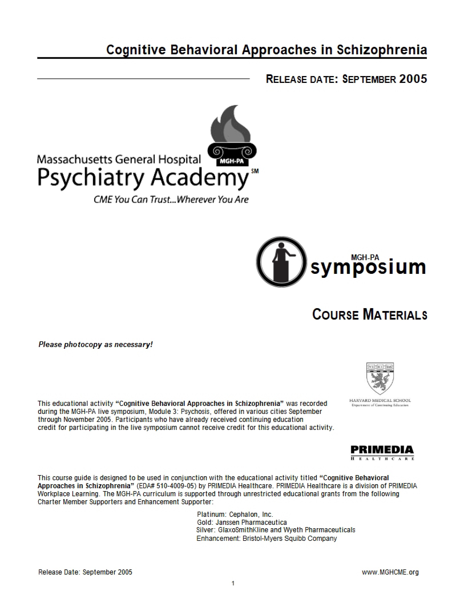 Schizophrenia Cognitive Behavioral Approaches