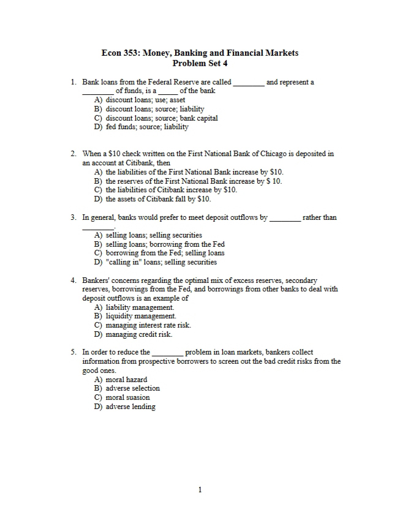 Introduction to Money, Banking, and Financial Markets