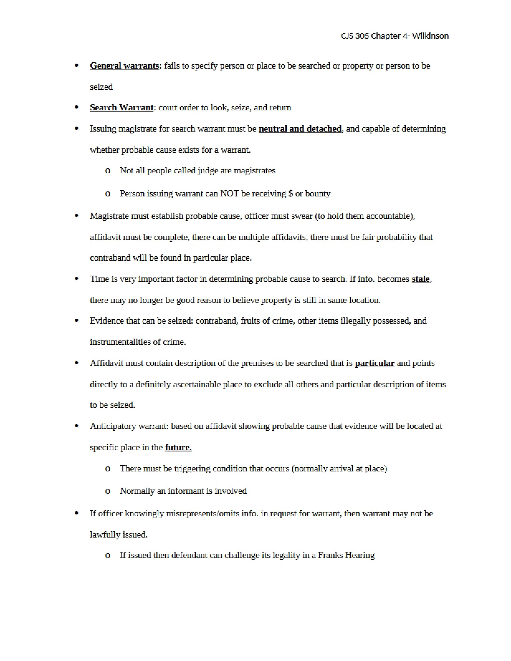 Warrants General Types