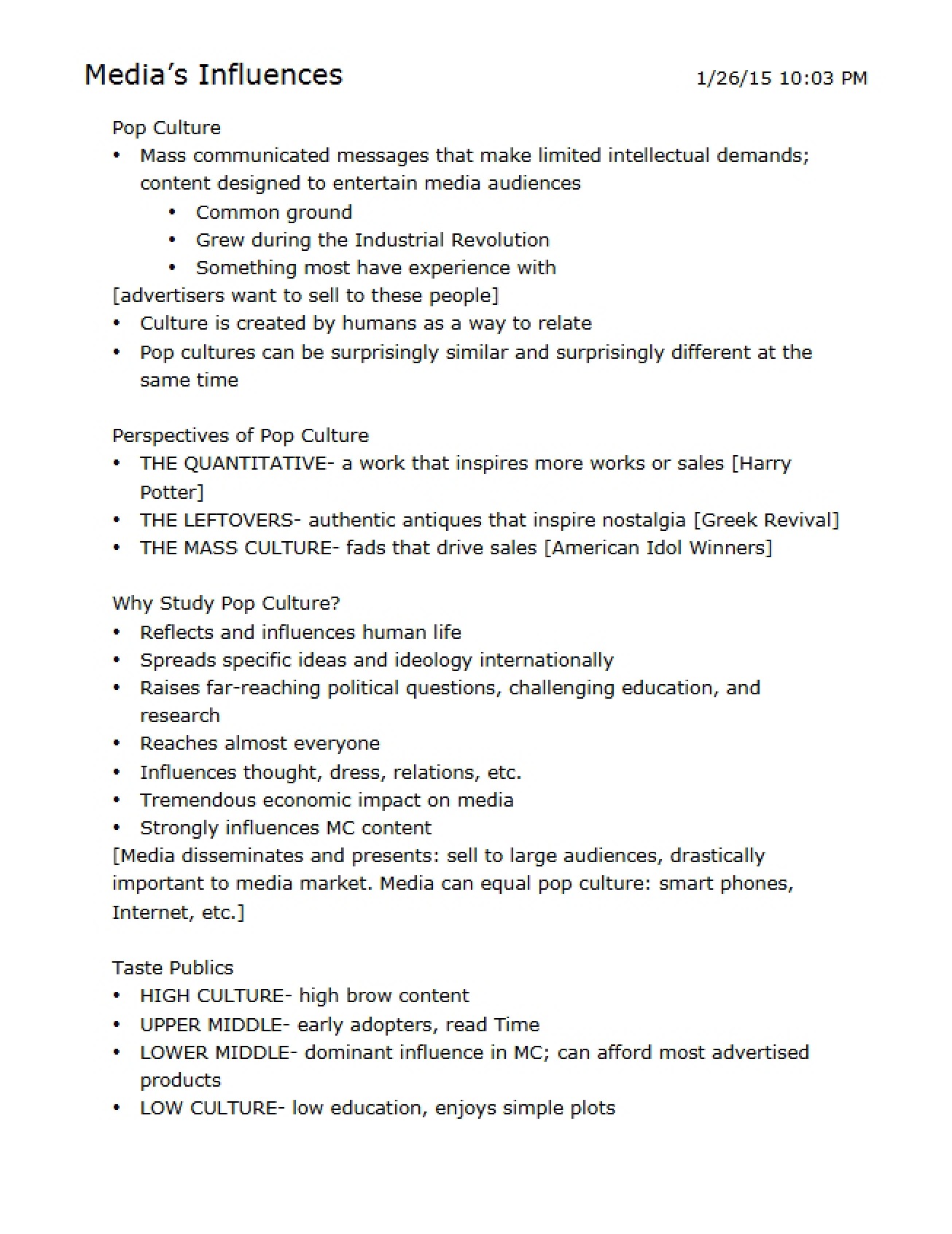Influences of Media